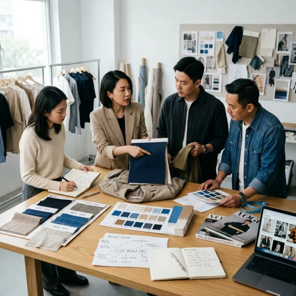 Tim pengembangan produk fashion membaca tren dari material, warna, dan referensi pasar