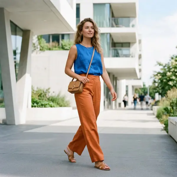 Outfit color blocking dengan perpaduan warna cerah untuk gaya musim panas