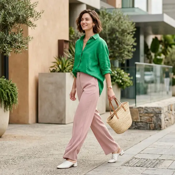 Padu padan dua warna utama dalam outfit color blocking musim panas