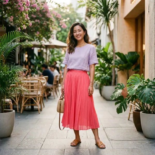 Inspirasi outfit warna-warni dari pastel hingga neon untuk musim panas
