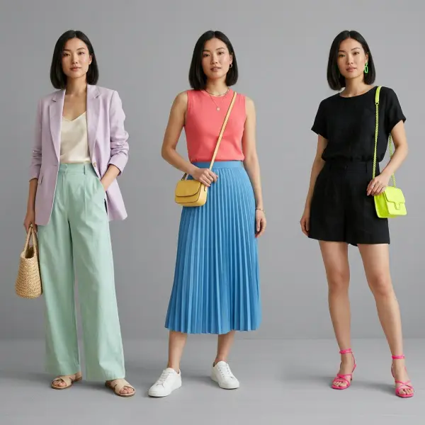 Spektrum intensitas warna pastel cerah dan neon pada outfit musim panas
