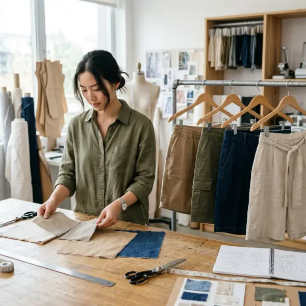 Tim fashion memilih bahan Bermuda short berdasarkan fungsi produk