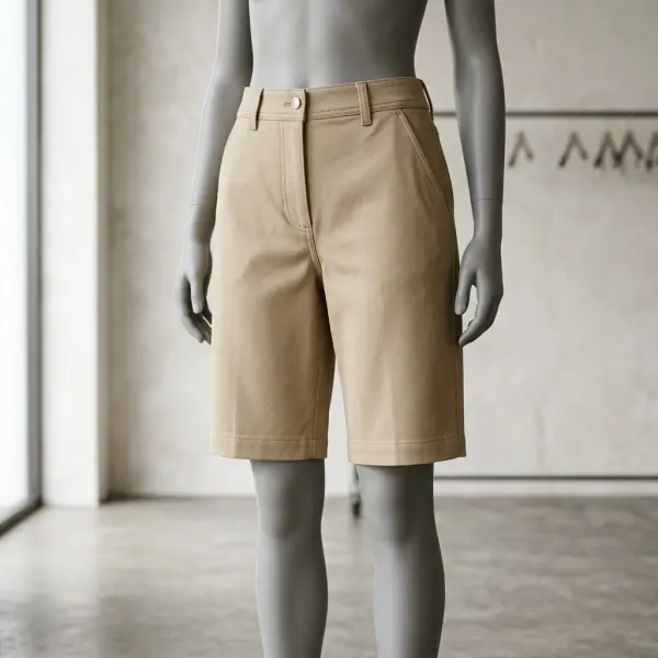 Bermuda short berbahan cotton twill dengan struktur yang rapi
