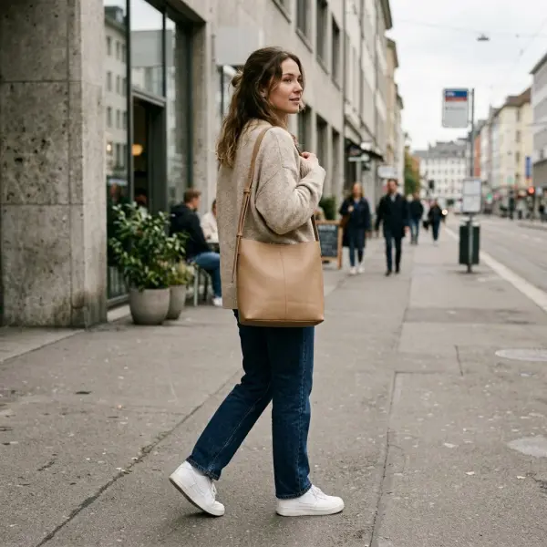 Shoulder bag faux leather dengan desain casual yang rapi