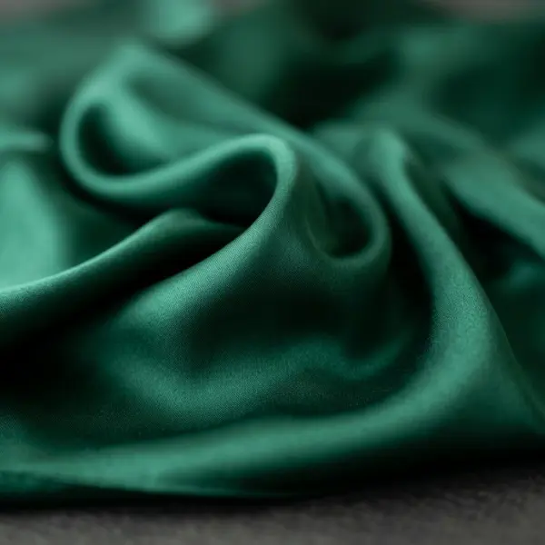 Close-up of satin fabric showing its smooth lustrous face and fluid folds