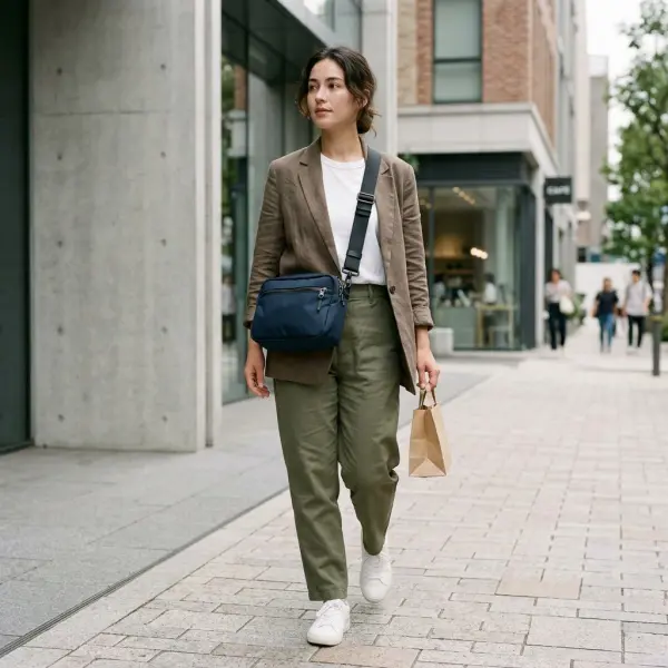Crossbody bag berbahan nilon dengan desain casual minimalis