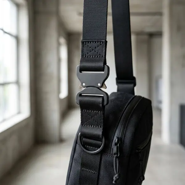 Detail webbing dan hardware pada tas streetwear