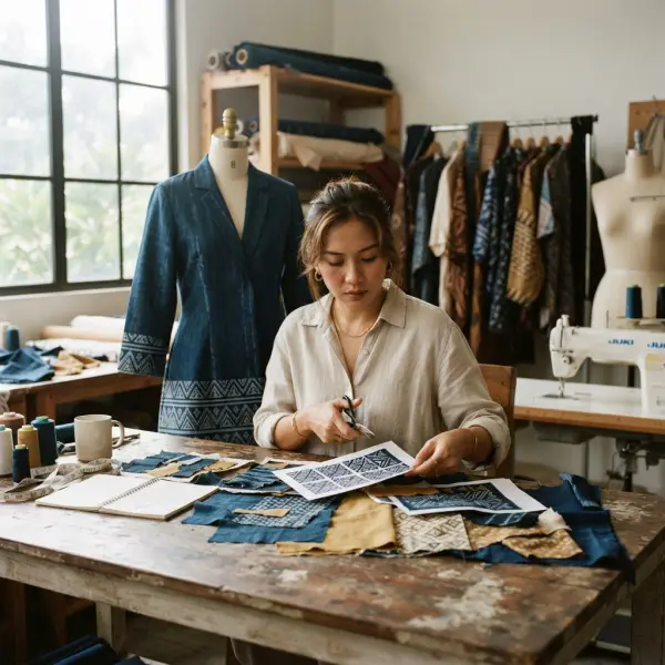 Adaptasi motif tumpal dari wastra tradisional menjadi desain fashion kontemporer