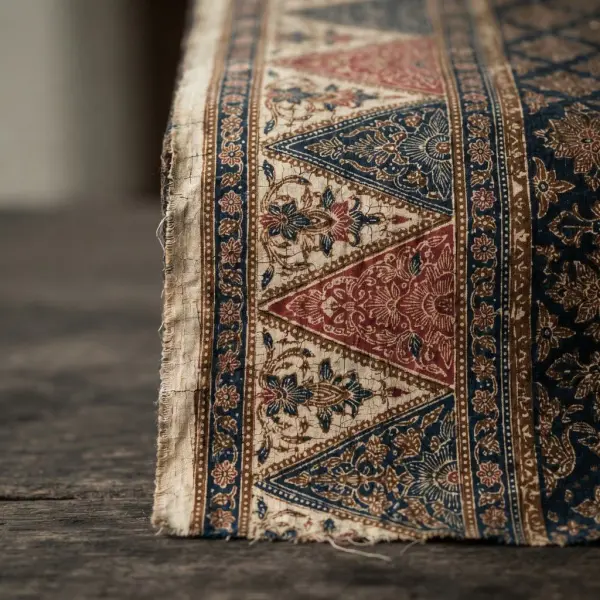 Ciri khas motif tumpal berupa susunan segitiga berulang pada kain tradisional Indonesia Ciri khas motif tumpal berupa susunan segitiga berulang pada kain tradisional Indonesia