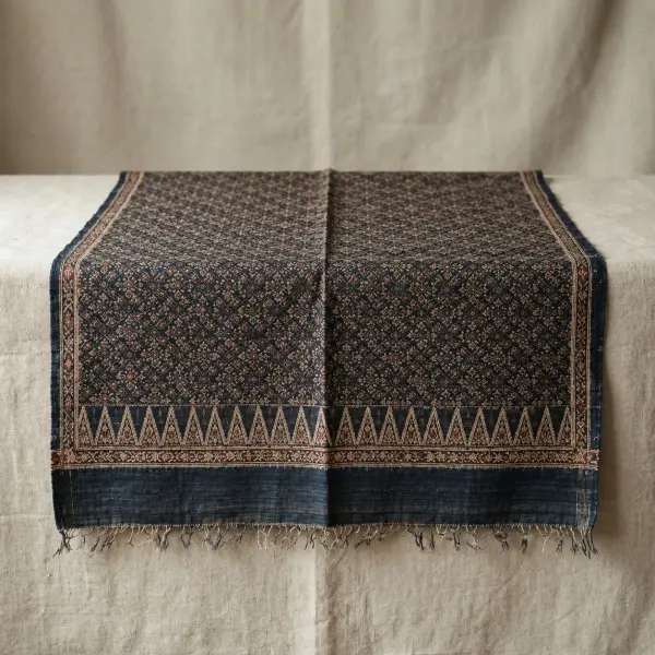 Motif tumpal berbentuk segitiga berulang pada bagian kepala kain batik tradisional