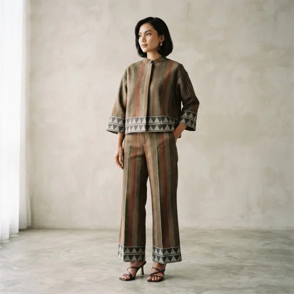 Reinterpretasi motif tumpal menjadi pola geometris untuk fashion modern Reinterpretasi motif tumpal menjadi pola geometris untuk fashion modern
