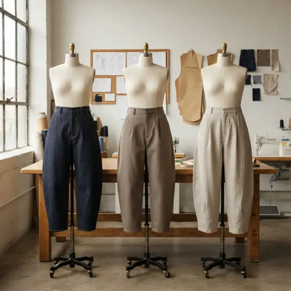 Pengujian pola barrel pants pada beberapa material kain berbeda