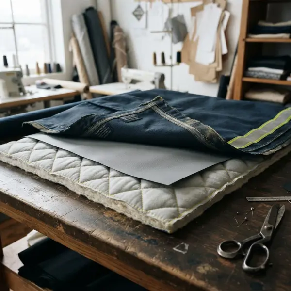 Material teknis berlapis untuk baju pemadam kebakaran dengan tekstur kain tahan panas