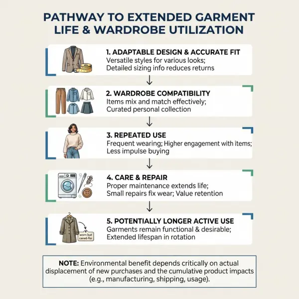 Framework showing how seasonless design may lead to repeated clothing use