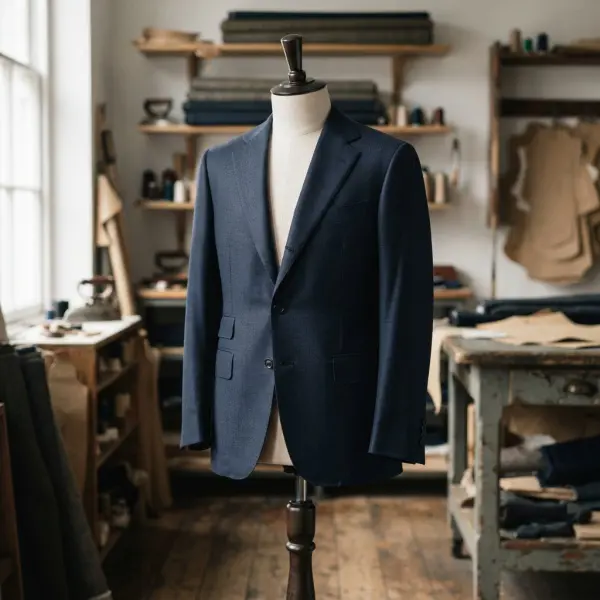Drape kain semi wool saat digunakan pada blazer formal Drape kain semi wool saat digunakan pada blazer formal