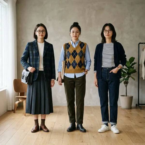 Cara memadukan motif plaid argyle dan stripe dalam outfit nerdy aesthetic