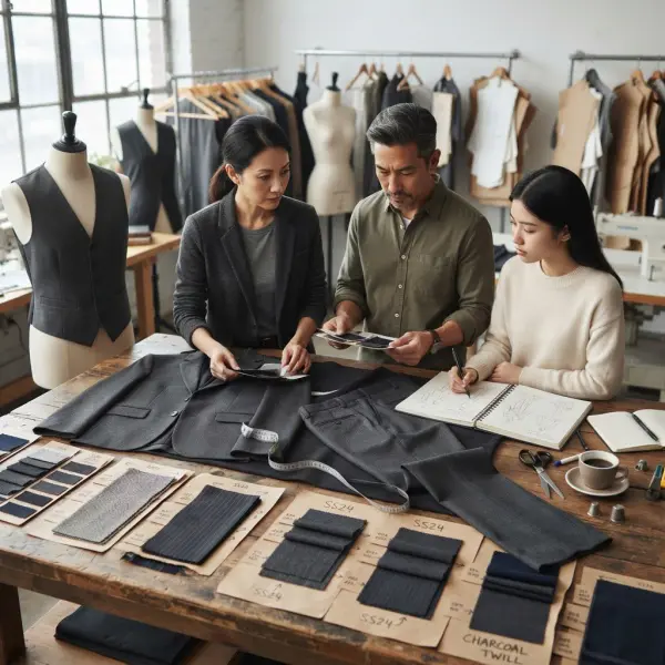 Tim fashion menentukan spesifikasi kain semi wool berdasarkan jenis garment Tim fashion menentukan spesifikasi kain semi wool berdasarkan jenis garment