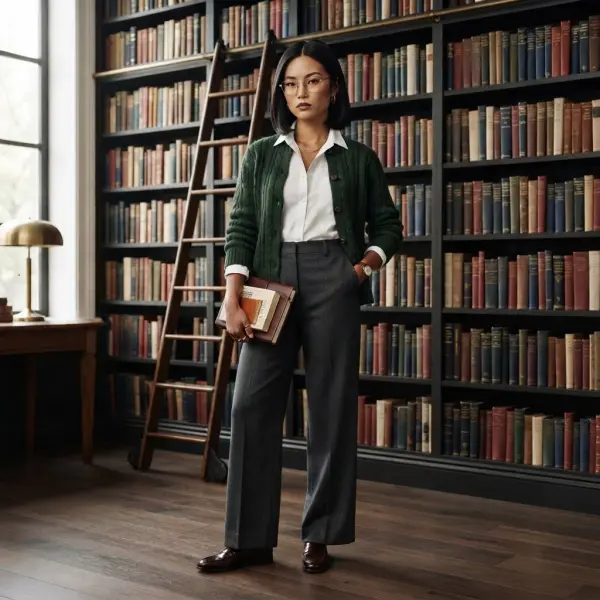 Perpaduan elemen kutubuku dan fashion modern dalam outfit nerdy aesthetic