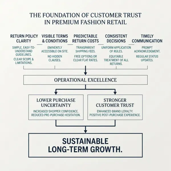 Framework showing how return policy clarity and execution build customer trust Framework showing how return policy clarity and execution build customer trust