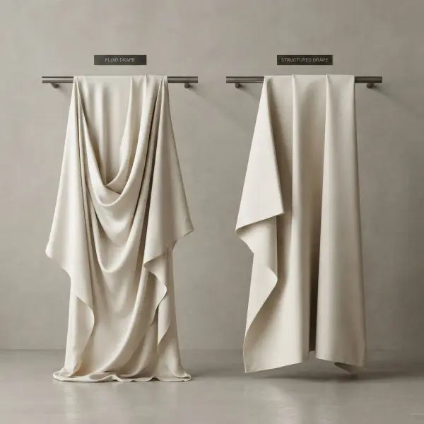 Comparison showing how fabrics with similar GSM can produce different drape