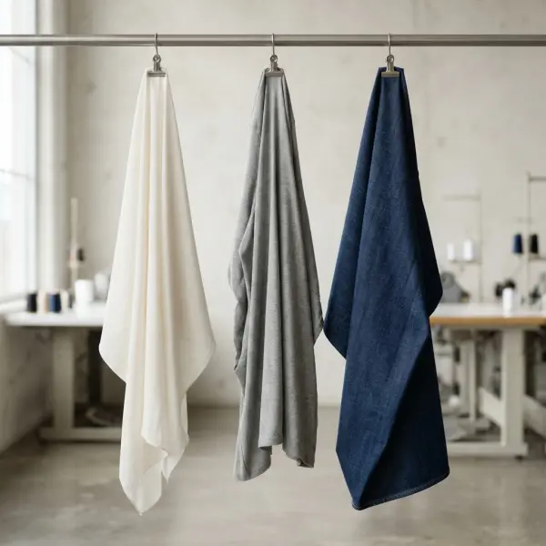 Lightweight, medium-weight, and heavyweight fabrics displayed to show different movement and structure