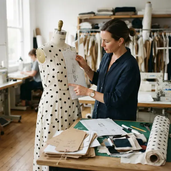 Proses pengembangan placement motif polkadot pada pola busana di studio desain fashion
