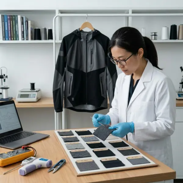 Proses memilih dan menguji infrared fabric berdasarkan performa termal dan konstruksi kain
