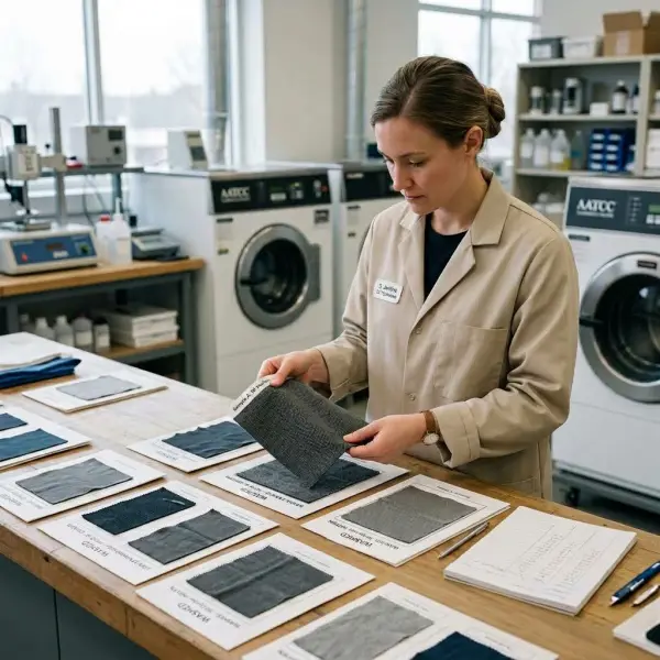Pengujian ketahanan kain infrared fabric setelah pencucian di laboratorium tekstil