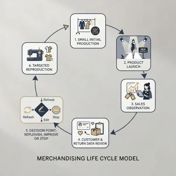 Test-and-repeat production cycle using digital printing for small fashion collections