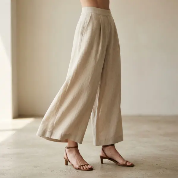 Drape kain ringan pada pantaloons musim panas yang memperlihatkan karakter siluet