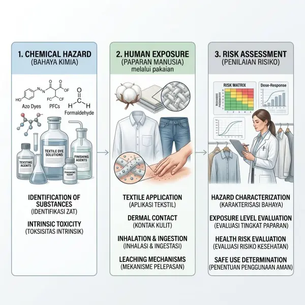 Perbedaan hazard, exposure, dan risk dalam menilai keamanan bahan kimia pada pakaian Perbedaan hazard, exposure, dan risk dalam menilai keamanan bahan kimia pada pakaian