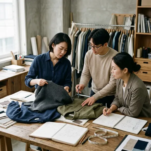 Tim fashion brand menganalisis masukan pelanggan tentang penggunaan pakaian