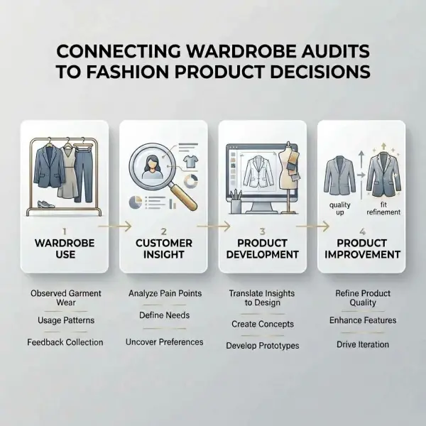 Tim fashion brand menganalisis insight penggunaan pakaian dari hasil audit wardrobe pelanggan