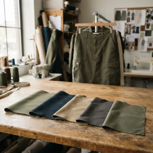 Pemilihan material kain untuk cargo skirt melalui perbandingan beberapa swatch tekstil Pemilihan material kain untuk cargo skirt melalui perbandingan beberapa swatch tekstil