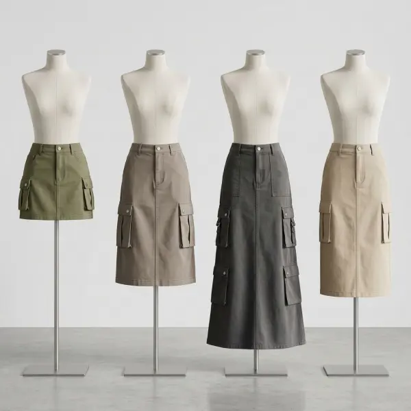 Perbandingan siluet cargo skirt mini midi maxi dan straight Perbandingan siluet cargo skirt mini midi maxi dan straight