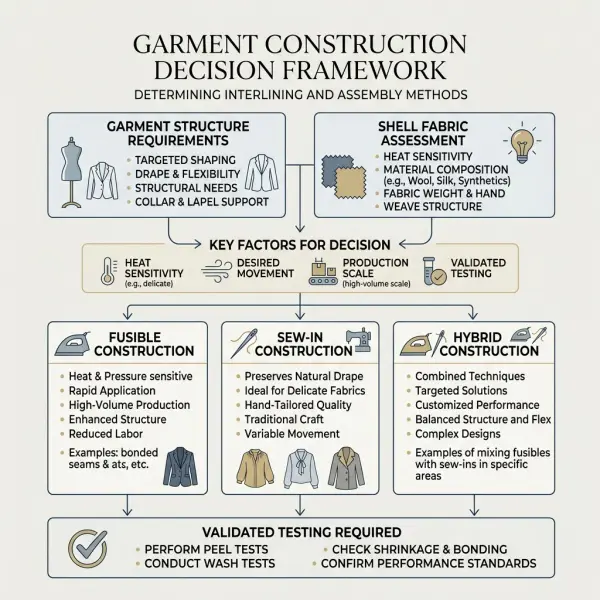 Decision framework for choosing fusible or sew-in garment interlining