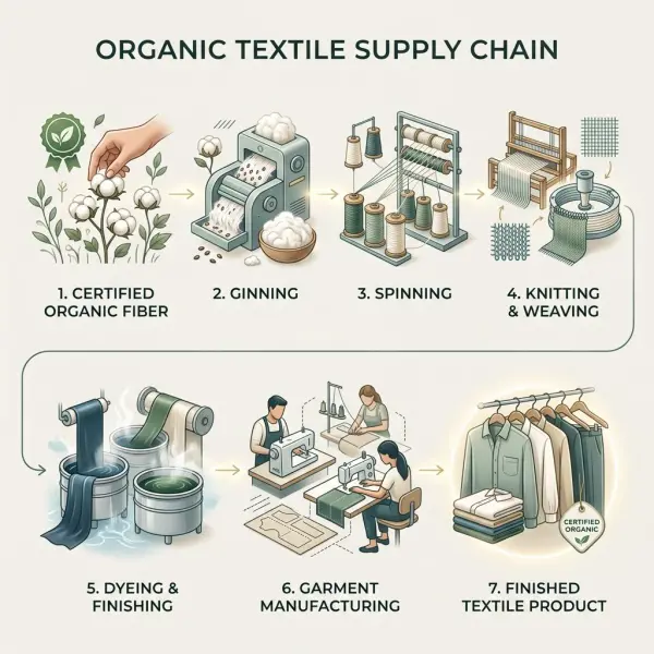 Rantai proses tekstil organik dalam ruang lingkup GOTS Rantai proses tekstil organik dalam ruang lingkup GOTS