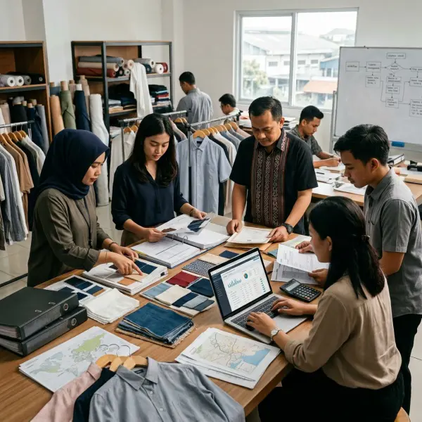 Tim bisnis fashion Indonesia mengelola rantai pasok, sertifikasi, dan dokumen GOTS dari berbagai pemasok Tim bisnis fashion Indonesia mengelola rantai pasok, sertifikasi, dan dokumen GOTS dari berbagai pemasok