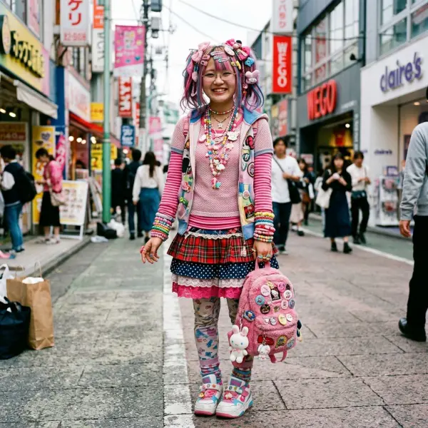 Decora Fashion colorful dengan aksesori berlapis dalam gaya street fashion Harajuku Decora Fashion colorful dengan aksesori berlapis dalam gaya street fashion Harajuku