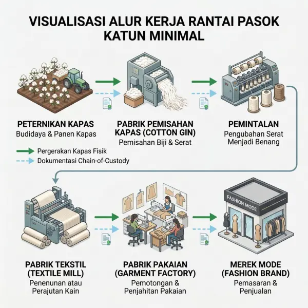 Alur rantai pasok Better Cotton dari kapas hingga manufaktur tekstil