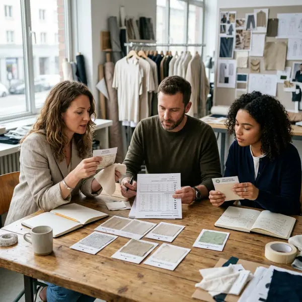 Tim pengembangan produk fashion membandingkan spesifikasi Better Cotton dan kapas organik
