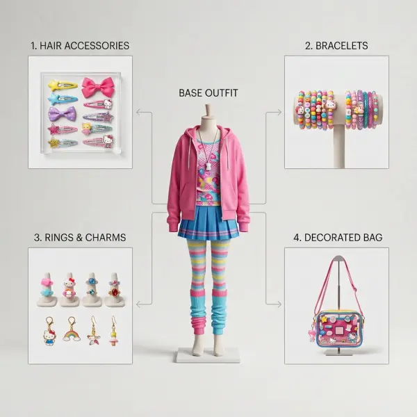 Sistem produk fashion Decora yang dapat dipadukan dengan berbagai aksesori