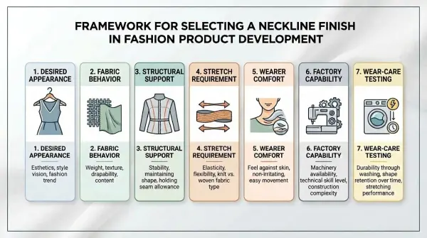 Decision framework for selecting a garment neckline finishing method