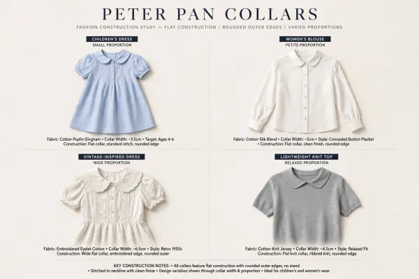 Peter Pan collar used across different fashion garments Peter Pan collar used across different fashion garments