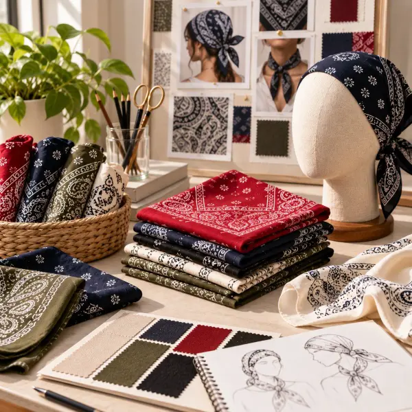 Bandana dengan berbagai bentuk dan material untuk aksesori fashion