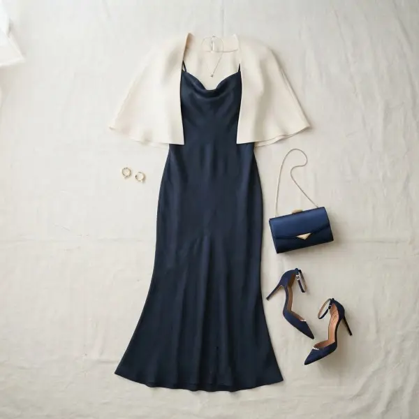 Formal event outfit styled with coordinated shoes bag and accessories
