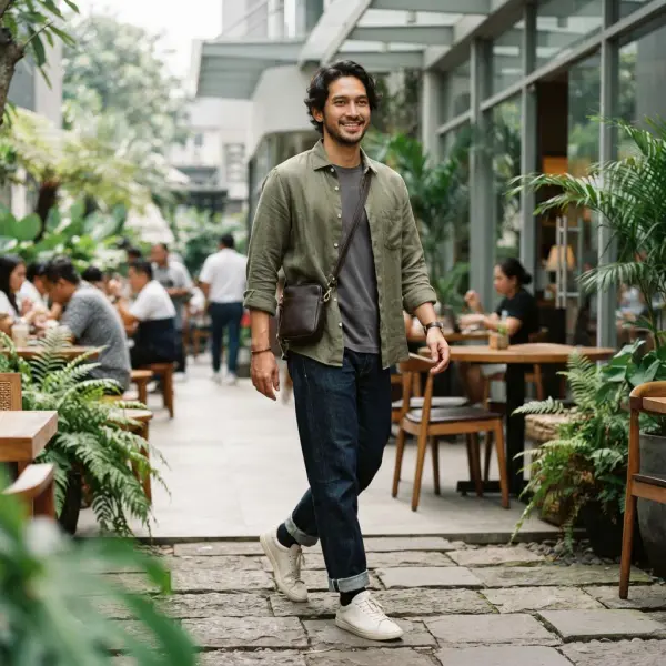 Layering ringan untuk clean outfit saat cuaca berubah