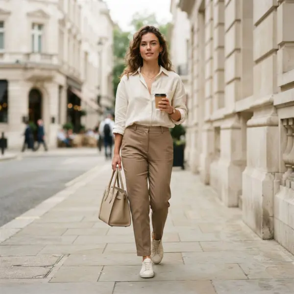 Clean outfit monokrom dengan perbedaan warna dan tekstur pakaian Clean outfit monokrom dengan perbedaan warna dan tekstur pakaian