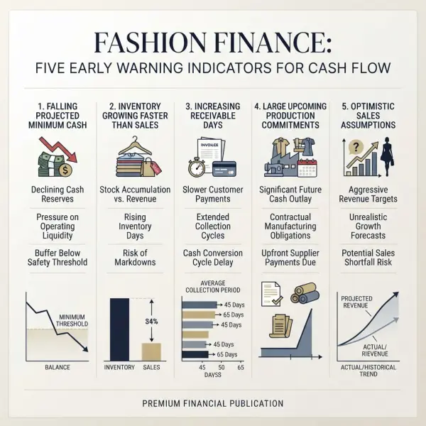 Framework of early warning indicators for cash shortages in fashion brands