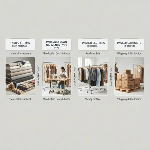 Raw materials work in progress finished garments and goods in transit in fashion working capital Raw materials work in progress finished garments and goods in transit in fashion working capital
